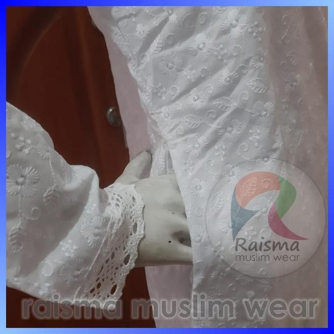 Uffa- Baju Gamis Putih Rempel Bah Katun Bordir / Gamis Putih