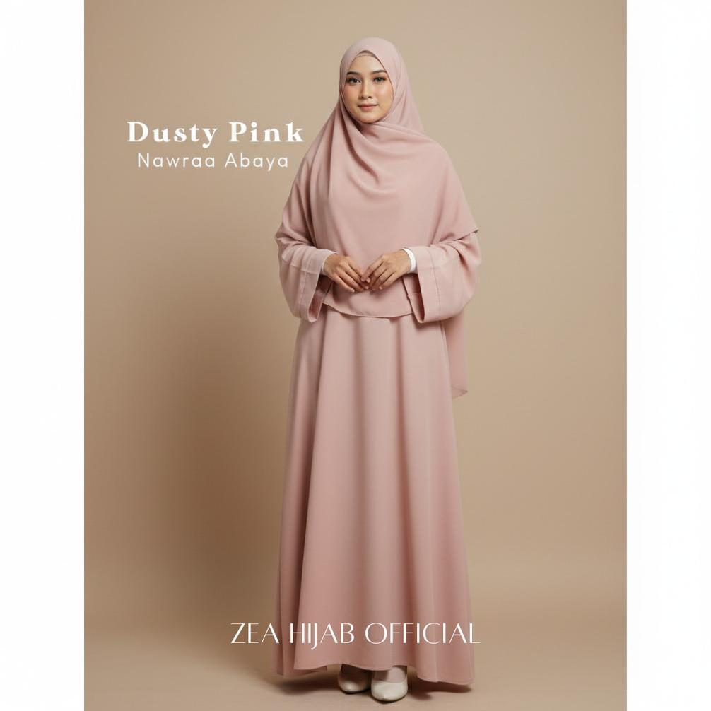 Diskon Gamis SyarI Polos Wanita Simple | Abaya Muslimah Elegan Dusty Pink | Abaya Lebaran | Nawraa A