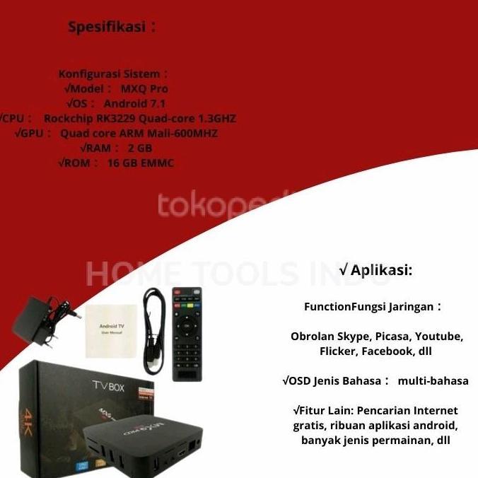 MXQ Pro 4K 5G Smart TV Box Android 9.1 Garansi Original RAM 2GB ROM 16GB dengan Remote Control & Mul
