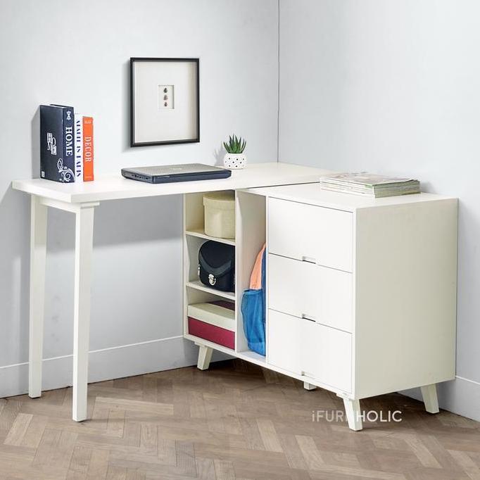 Terlaris Ifurnholic Brandon Multi Table I Meja Belajar L Serbaguna Dengan Laci Penyimpanan | Furnitu