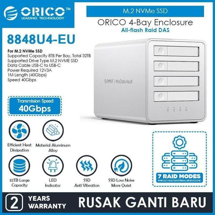 ORICO 4-Bay All-Flash Enclosure for M.2 NVMe SSD - 8848U4