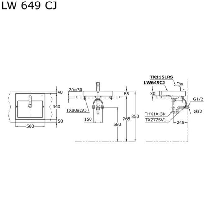 BODY WASHTAFEL TOTO LW 649 CJ putih WASTAFEL TOTO LW649CJW ORIGINAL