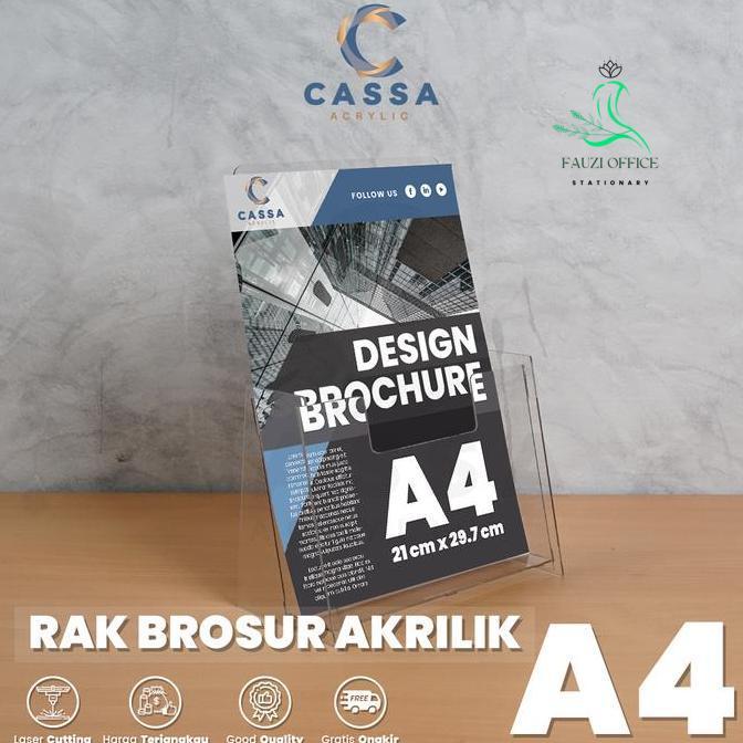 Rak Brosur Akrilik / Display Tempat Brosur Ukuran A4