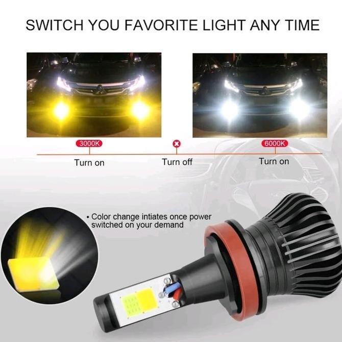 Foglamp mobil 2 warna H11 H16 kuning putih led cob