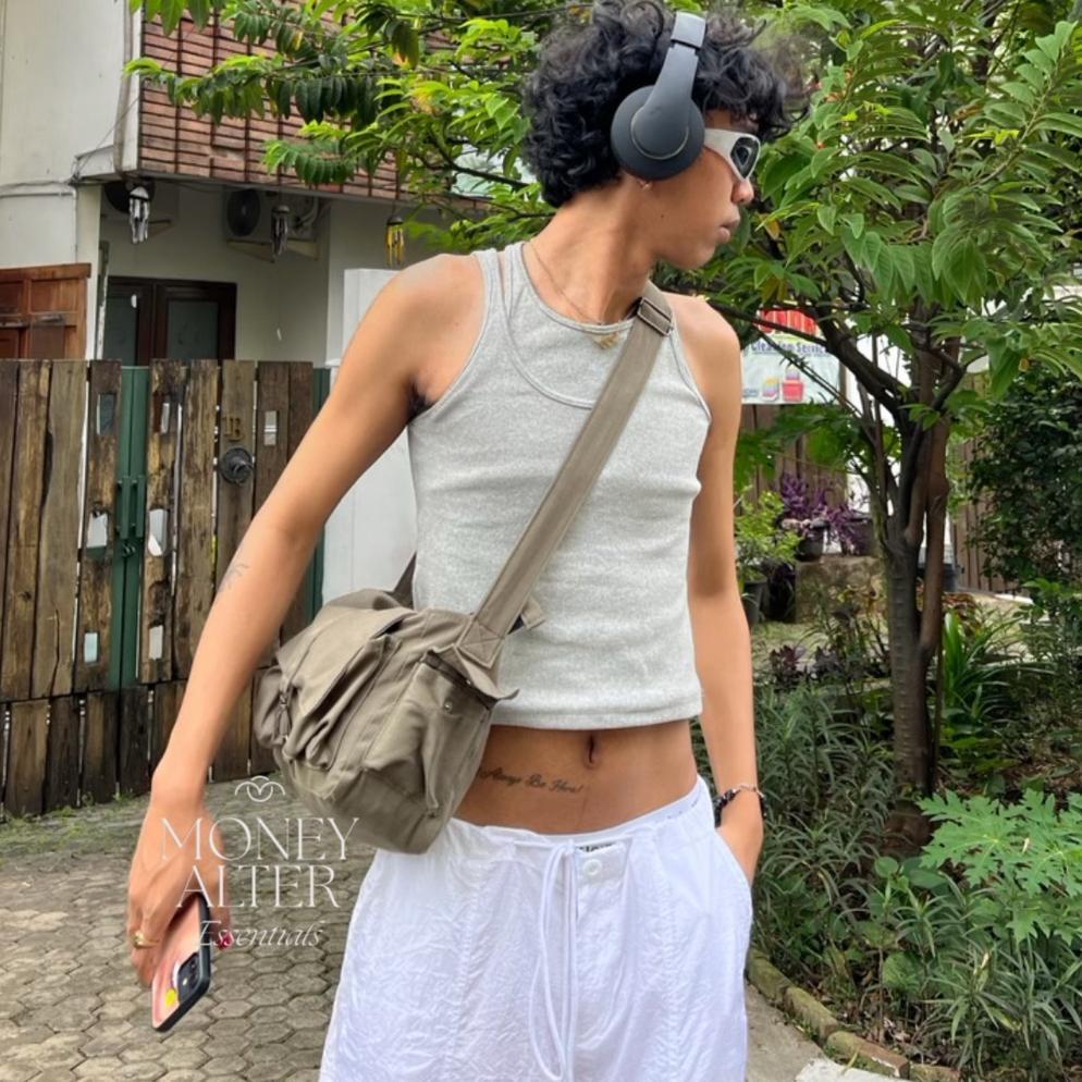 READY STOCK Megan Y2k Bag by Money Alter / Tas Selempang Bahan Kanvas / Military Bag KEKINIAN