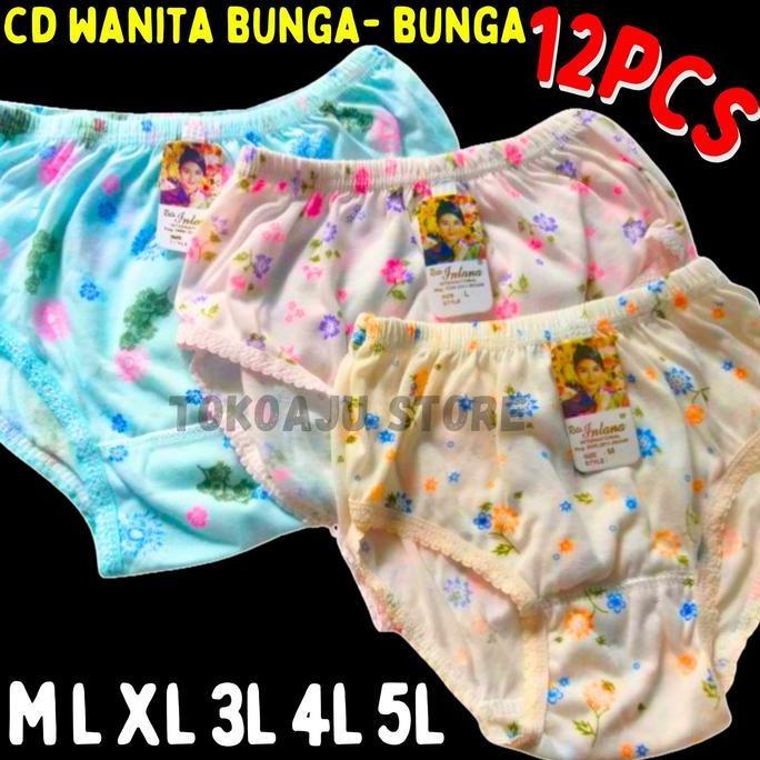 LUSINAN 12 PCS CD CELANA DALAM WANITA PUTRI YULIANA MOTIF BUNGA CANTIK