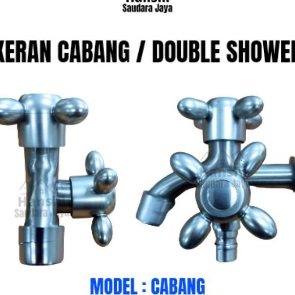 Kran Shower 2 Cabang Besi Baling / Keran Air Double Shower 8015