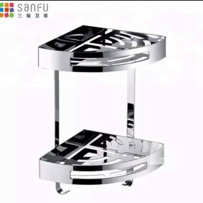 rak sudut dinding kamar mandi 2 susun stainless 304 IGM