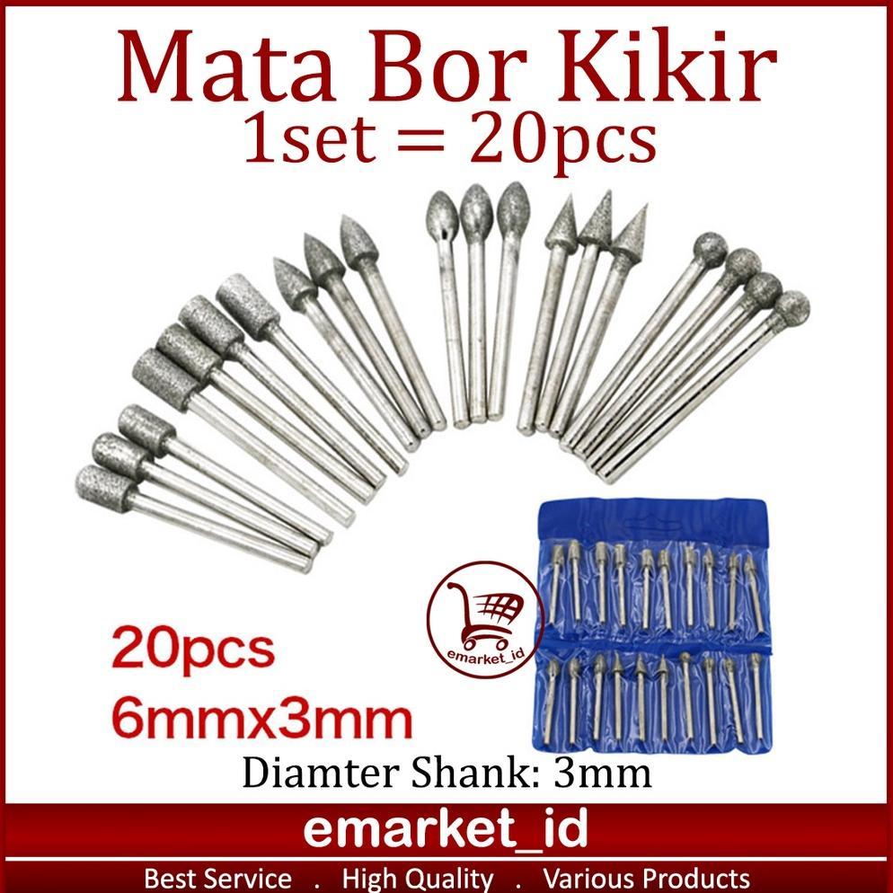 NEW Mata Bor Kikir Ukir 20 in 1 / Grinder Shank Diamond 3mm / Tuner Mini Cuner Metal Porting Rotary 