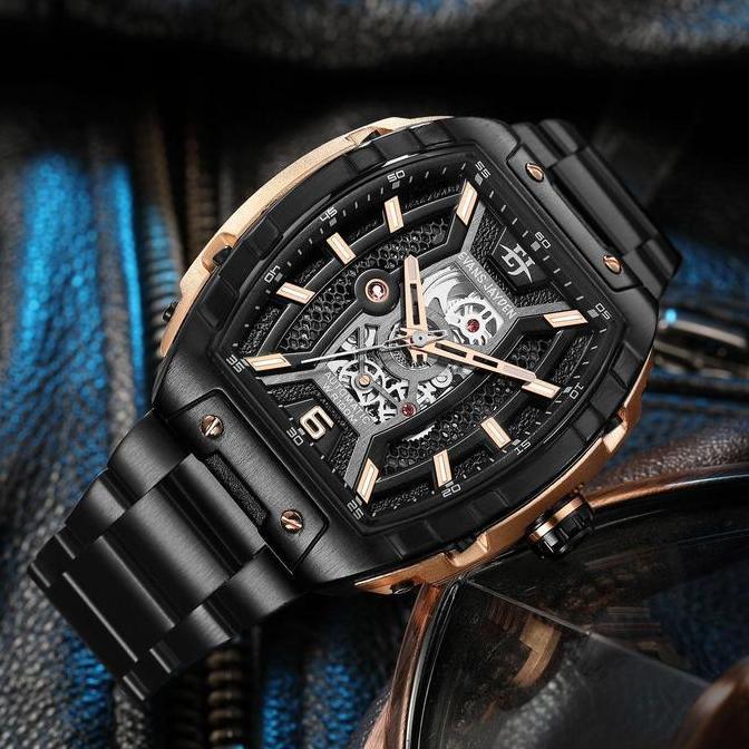 Evans Jayden Jam Tangan Pria 9610 Rantai Automatic Movement Stainless Steel Kaca Sapphire Chronograp