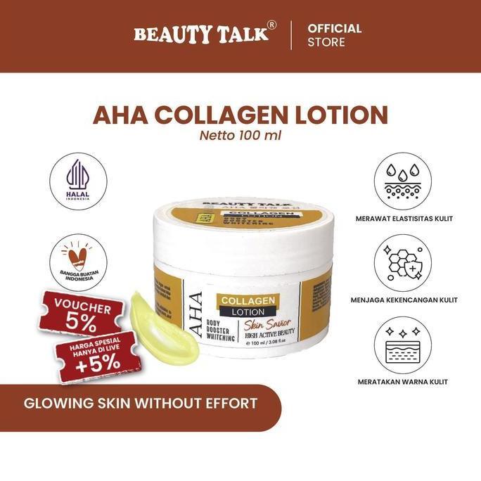 BEAUTY TALK AHA Collagen Body Booster - 100ML Whitening Lotion dengan AHA Collagen untuk Mencerahkan