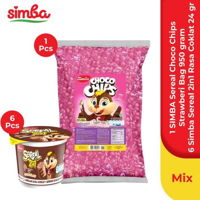 Younme- Colazione- Sereal Choco Chips Strawberry Bag 1Kg & 6 Choco Chips In1 Cokelat