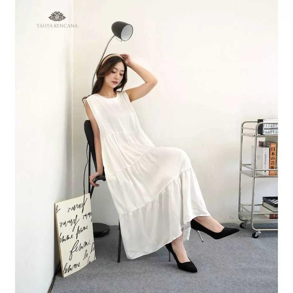 Terbaru Mib Style - Inner Midi Dress Polos Wanita Rayon Twell Adem Inner Gamis Tanpa Lengan Polos