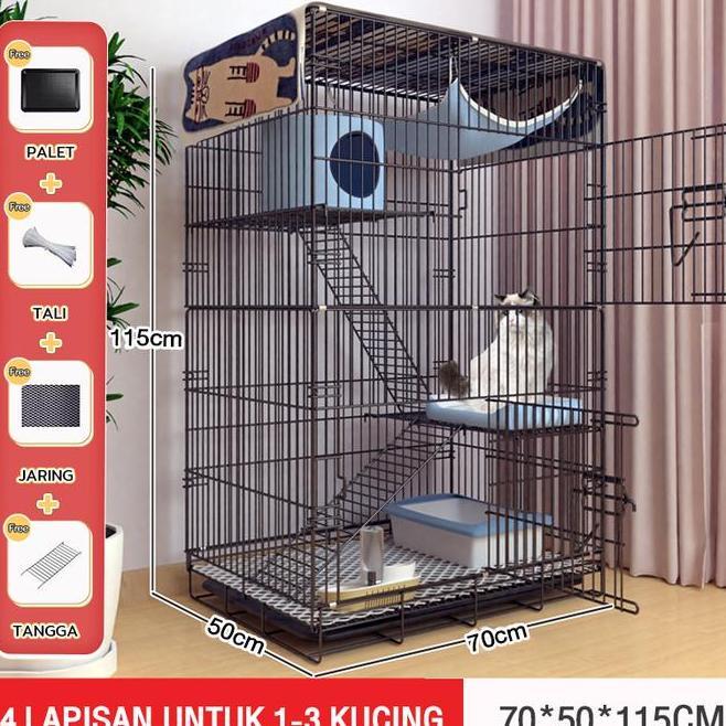 Kandang Besi Kandang Kucing Kandang Lipat Tebal Umbaran Kandang Kelinci Hamster Burung Musang Anjing