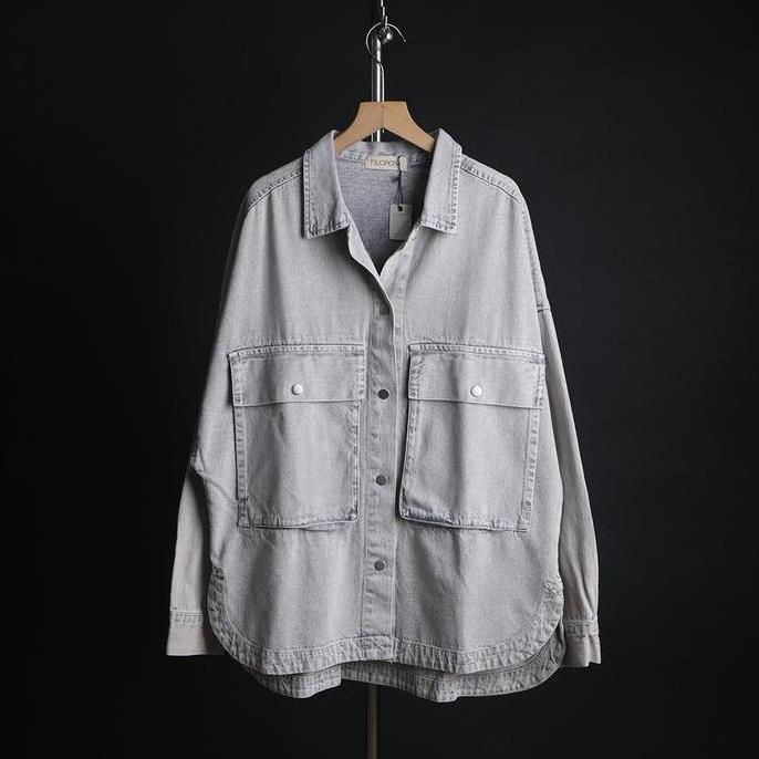 Ropa- Filoposy Atasan Nita Ona Shacket Grey Cardan Baju Jaket Basic