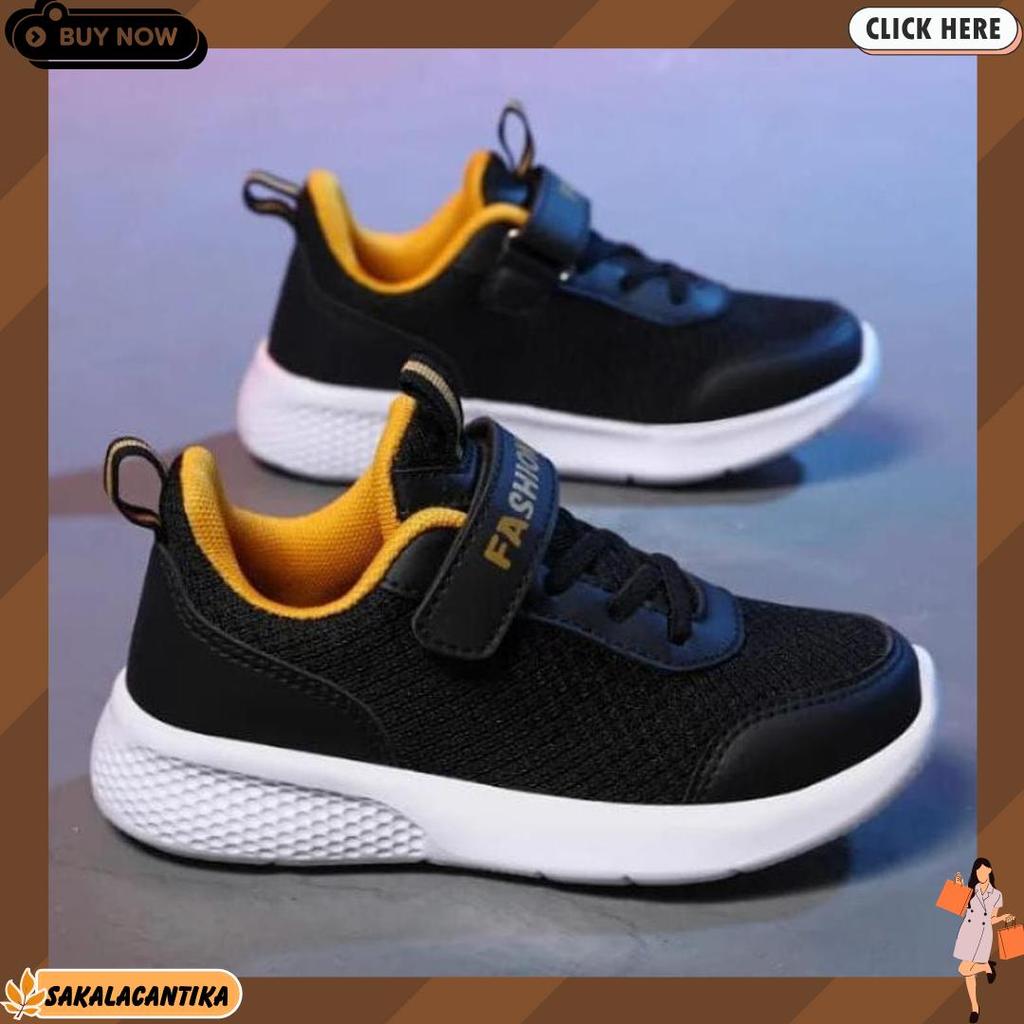 Wnr Sepatu Sekolah Anak Sd Smp Sma Anak Laki-Laki Formal Casual Hitam Sepatu Running Olahraga Fashio