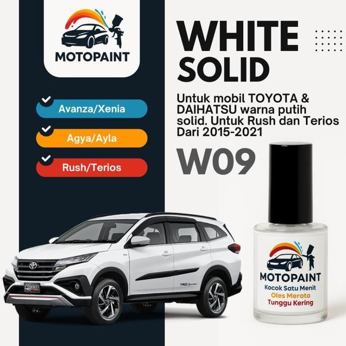 Motopaint White Solid W09 Cat Oles Penghilang Baret Mobil Rush Konde dan All New Rush Warna Putih