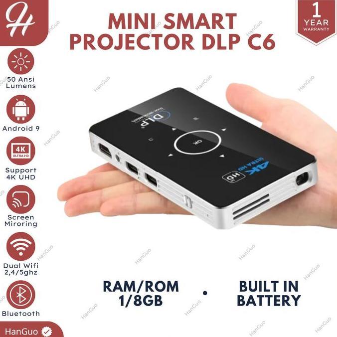 Dlp C6 | Mini Projector Android Dlp C6 | Proyektor Mini C6 Dlp Wifi
