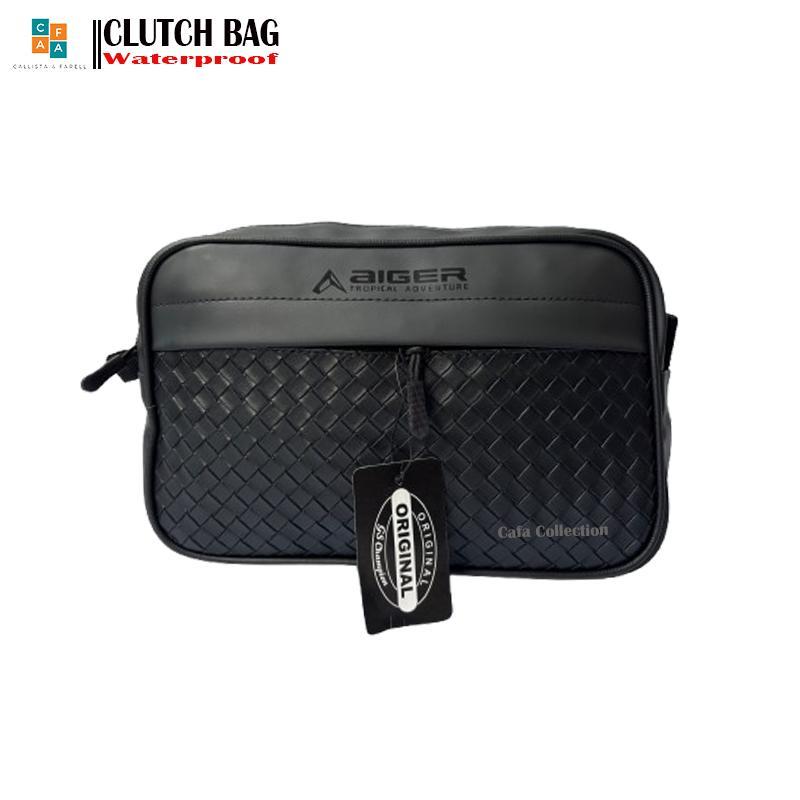 Tas Selempang Pria Waterproof // Tas Clutch Bag Pria Anti Air // Tas Clutch Motif Rajut