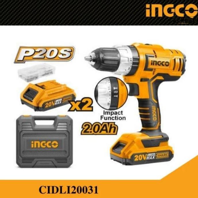 Ingco CIDLI20031 Mesin bor batere 13 mm 20V bor beton baterai 20 Volt