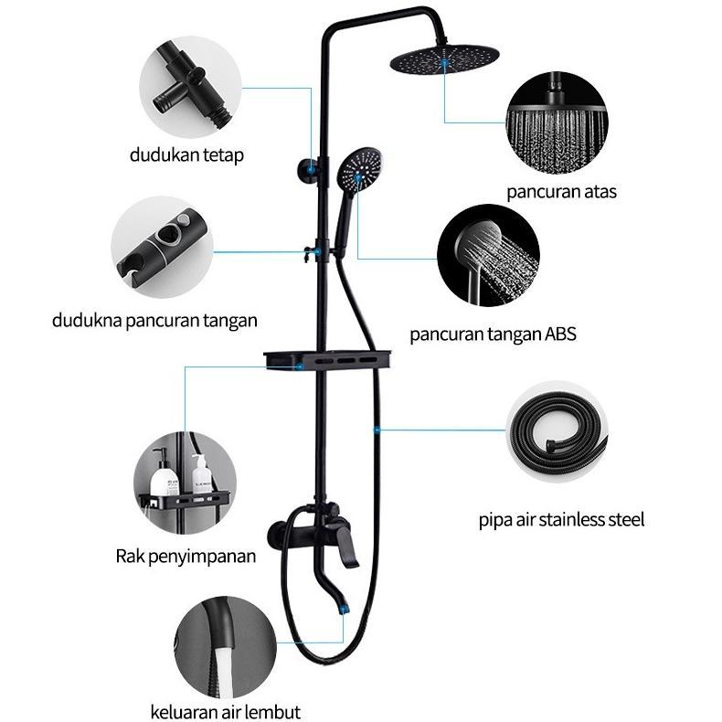 GARANSI SUS304 Shower Kamar Mandi Rain + Keran Cabang Shower Mandi Set Stainless  Shower Kamar Mandi