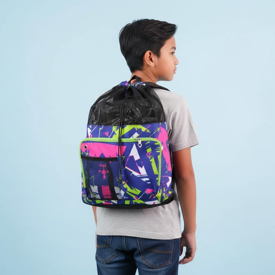 Atlan Tas Sport Renang Jaring Motif Abstract Purple