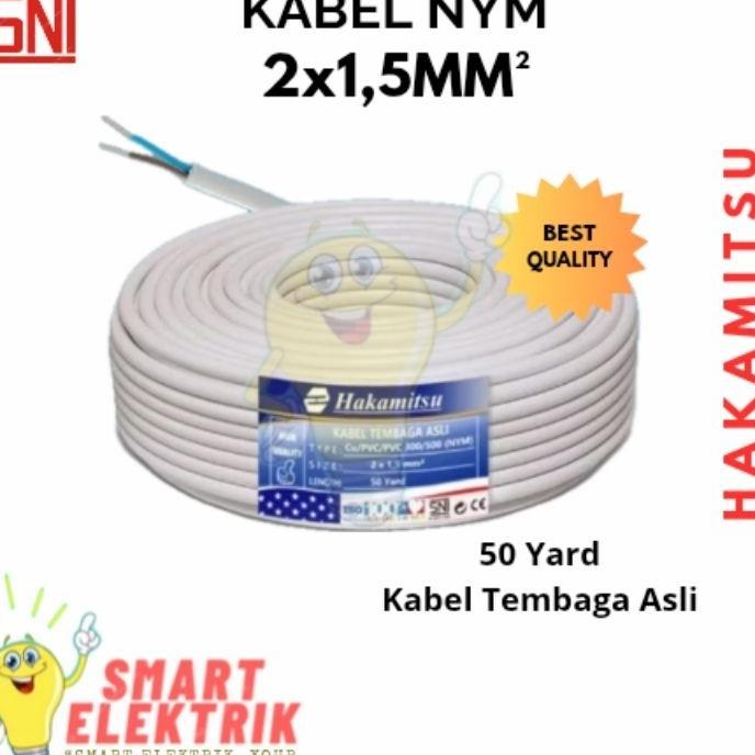 Hakamitsu - Kabel Sni Nym 2X1.5 50 Yard / Kabel Tembaga Sni 2X1.5