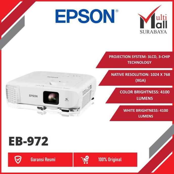 Epson Projector Eb-972 Eb 972 Eb972 3Lcd 4100 Lumens Xga Wireless