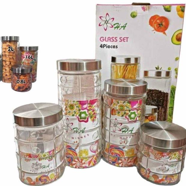 Toples Kaca Set/Toples Glass Set 4 Pc