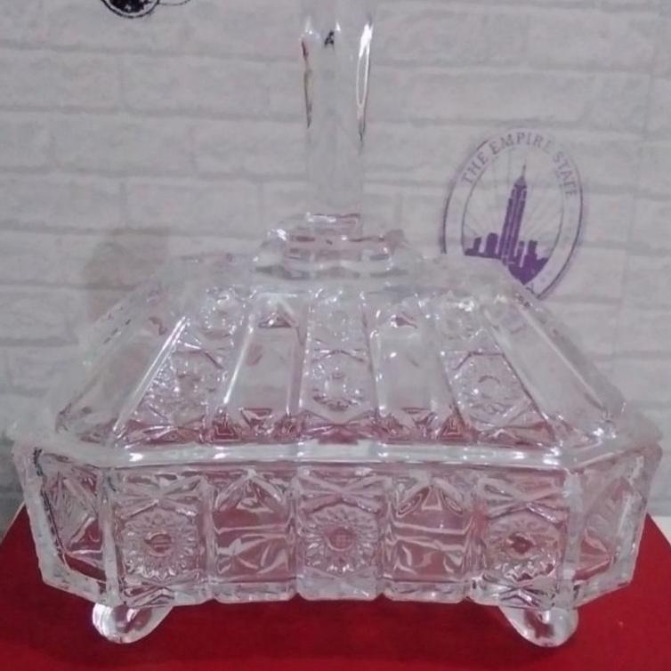 Capodimonte Toples Kaca Tempat Permen Kue Kering (Besar) Clear/Gold