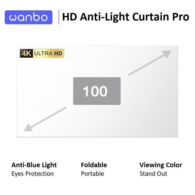 Wanbo Hd Anti-Light Curtain Pro 100-Inch - Layar Proyektor 100 Inci Dari Wanbo
