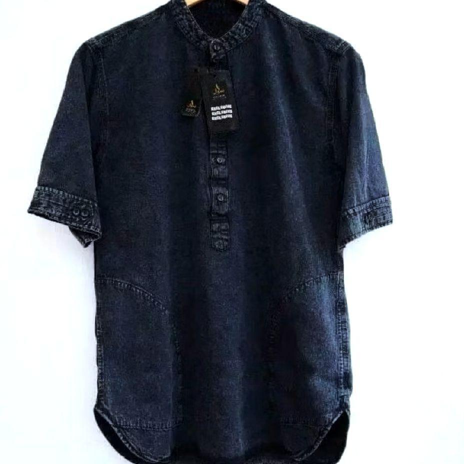 Baju Koko Muslim Kurta Pakistan Kurta Jeans Pria Lengan Pendek