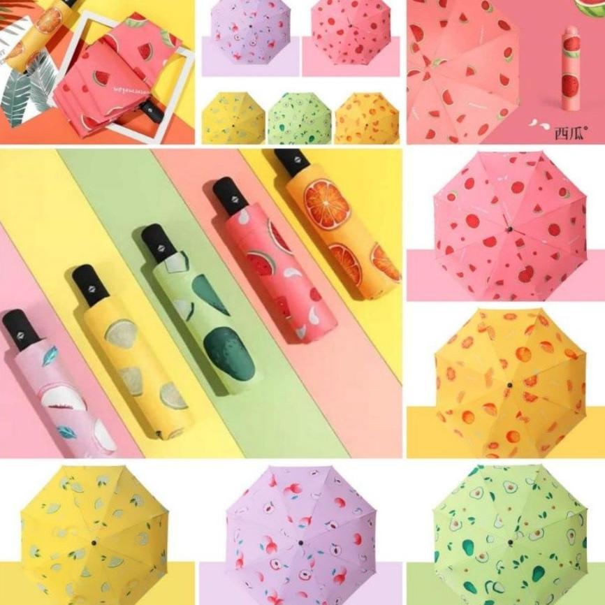 BEST SELLER Payung Lipat UV 3D Anti UV Lapisan Hitam Warna Pastel Umbrella Korean Style Fruity Bear 