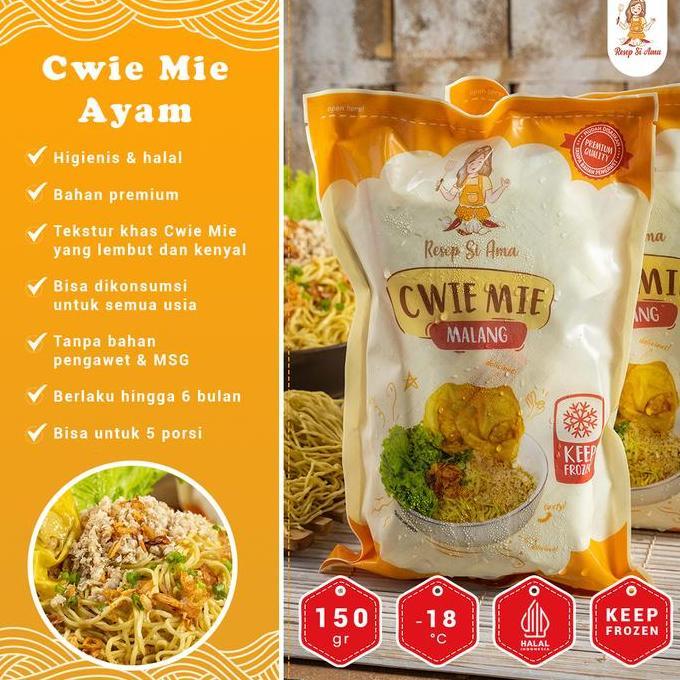 Cwie Mie Malang Ayam Frozen (5 Porsi) Lengkap Dengan Topping Dan Bumbu