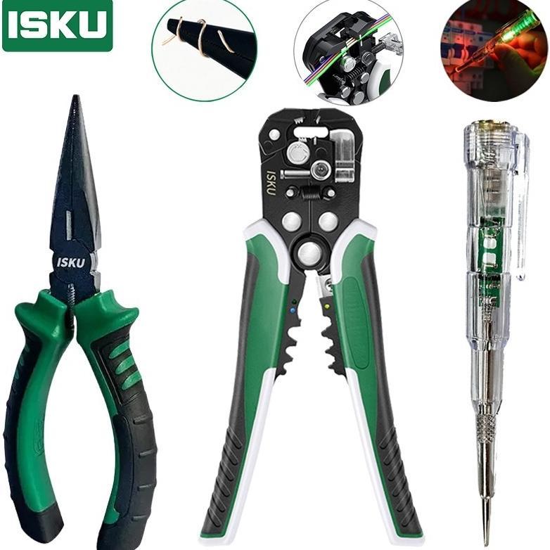 {3PCS Alat Set}ISKU Tang Kupas Potong Kabel Multifungsi Automatic Wire Stripper & Crimper+Obeng Tesp