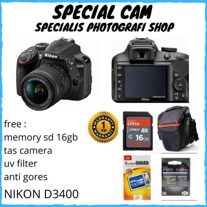 Terlaris Camera Nikon D3400 Kit 18-55Mm / Nikon D 3400 Kit 18-55Mm