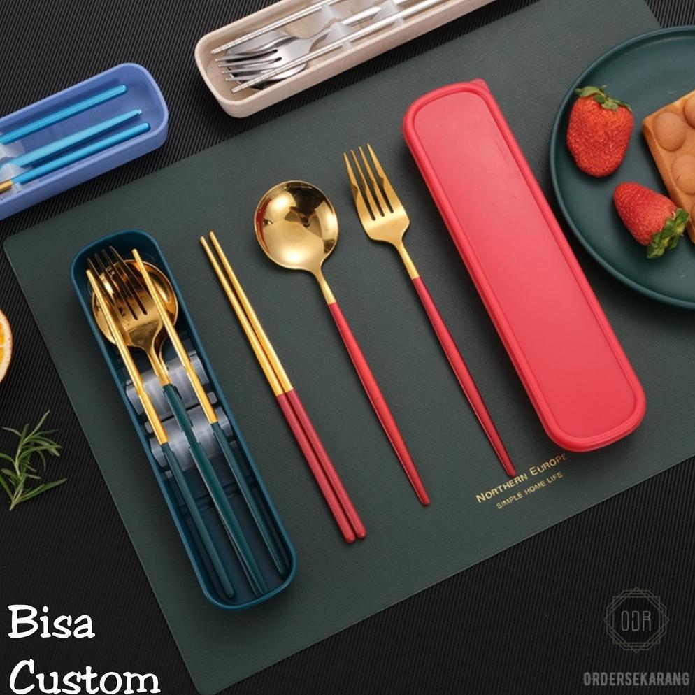 WAJIB PUNYA SENDOK GARPU SUMPIT KOREA SET FOOD STAINLESS STEEL TEBAL FOOD GRADE BOX ALAT MAKAN CUSTO