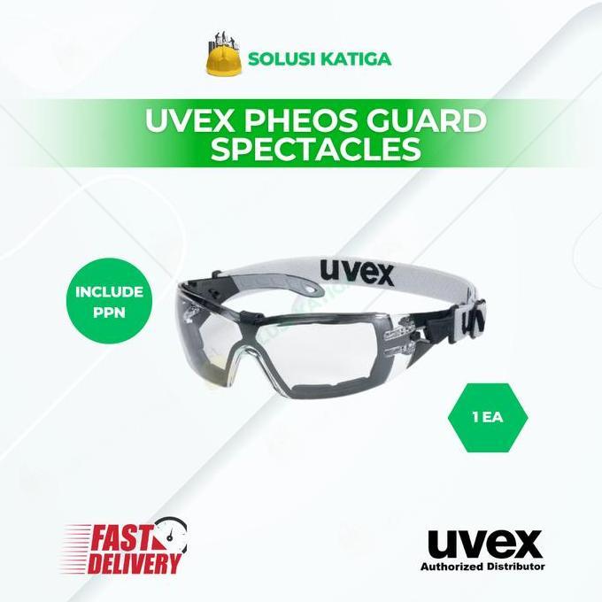 Kacamata Safety Uvex Pheos Guard Goggles Grey - 100% Original