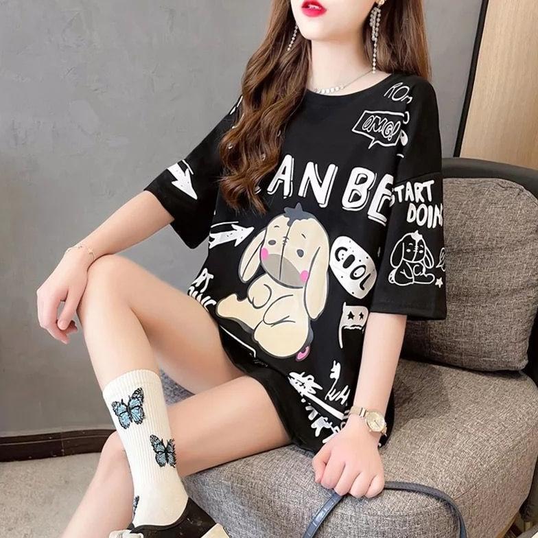 Garansi Damai Fashion  -  Baju Atasan Kaos Jumbo Wanita - Big Size Iyor Iyor - Konveksi Asli Jumbo
