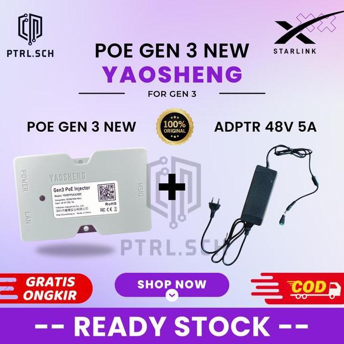 Paket Hemat Poe Gen 3 V4 New + Adptor For Starlink Gen 3 Poe Injector Originalll