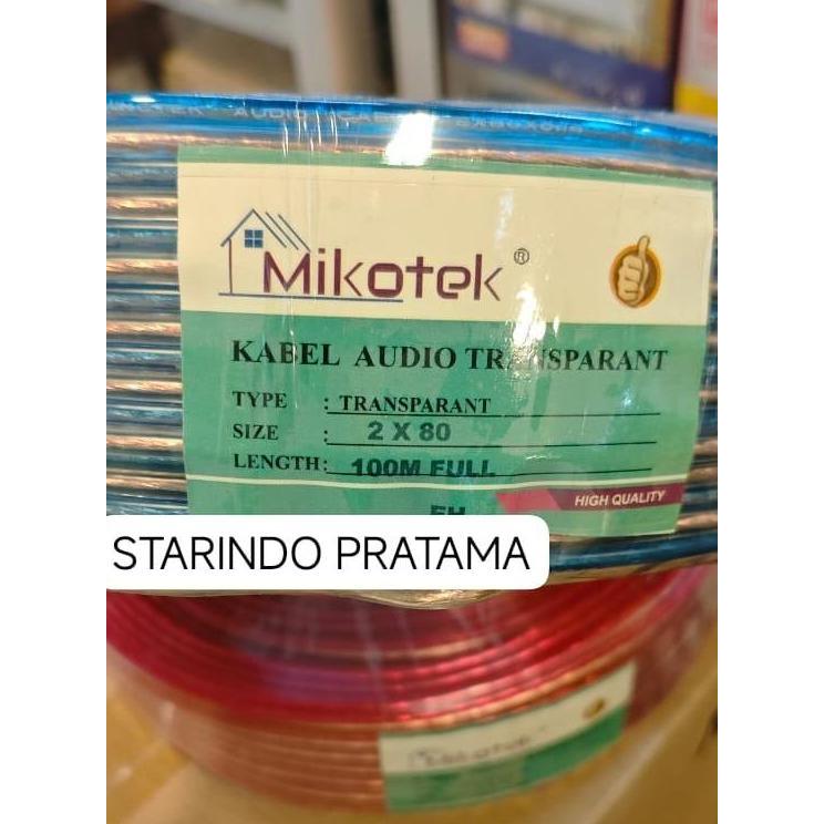 KABEL LISTRIK TRANSPARAN MIKOTEK 2 X 80 100 METER / KABEL AUDIO SERABUT 2X80 100M