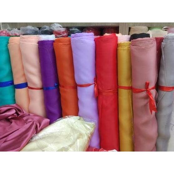 kain bahan organza silk polos premium