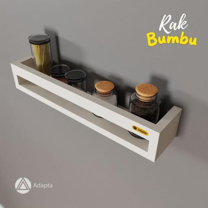Adapta -  Rak Bumbu Dapur gantung Dinding - Rak Bumbu Dapur Temper Dinding Warna Putih  - Rada D2