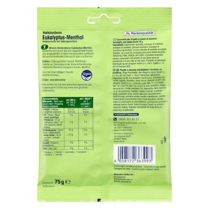 Mivolis Candy Eucalyptus - Kids - Herbal Menthol, Permen Mint 75gr