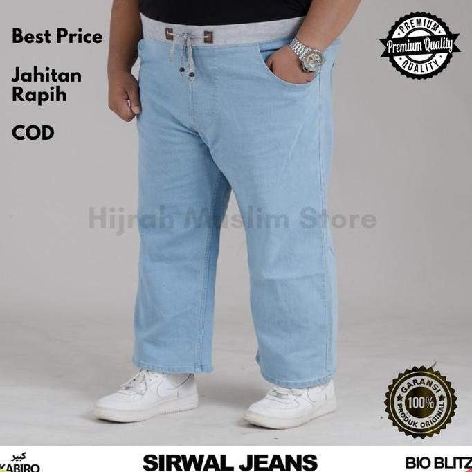 Celana Sirwal Jeans Denim Size Besar JUMBO 3XL - 6XL Bigsize Pria Dewasa Cingkrang