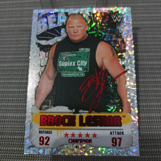 Topps slam attax takeover 2016 brock lesnar red champion holographic