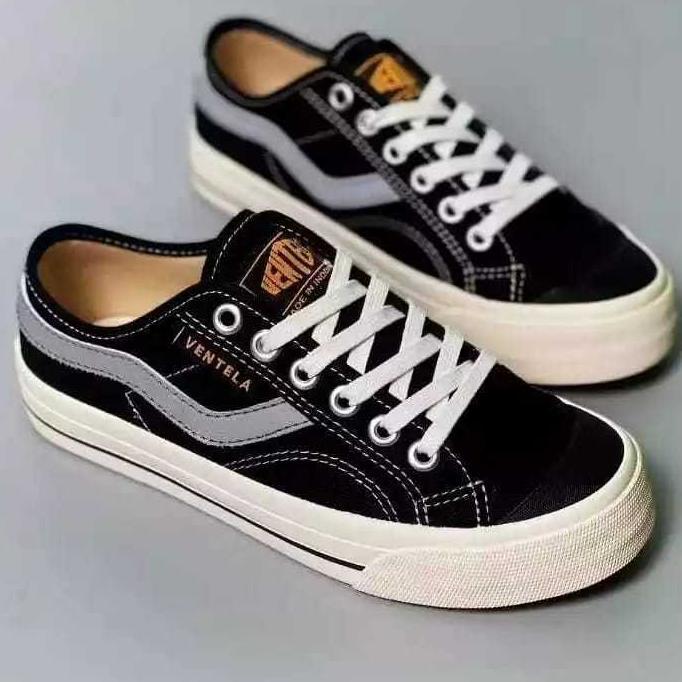 Promo Sepatu Ventela New Public Low Black Natural Sneakers Nyala Pria Wanita Termurah