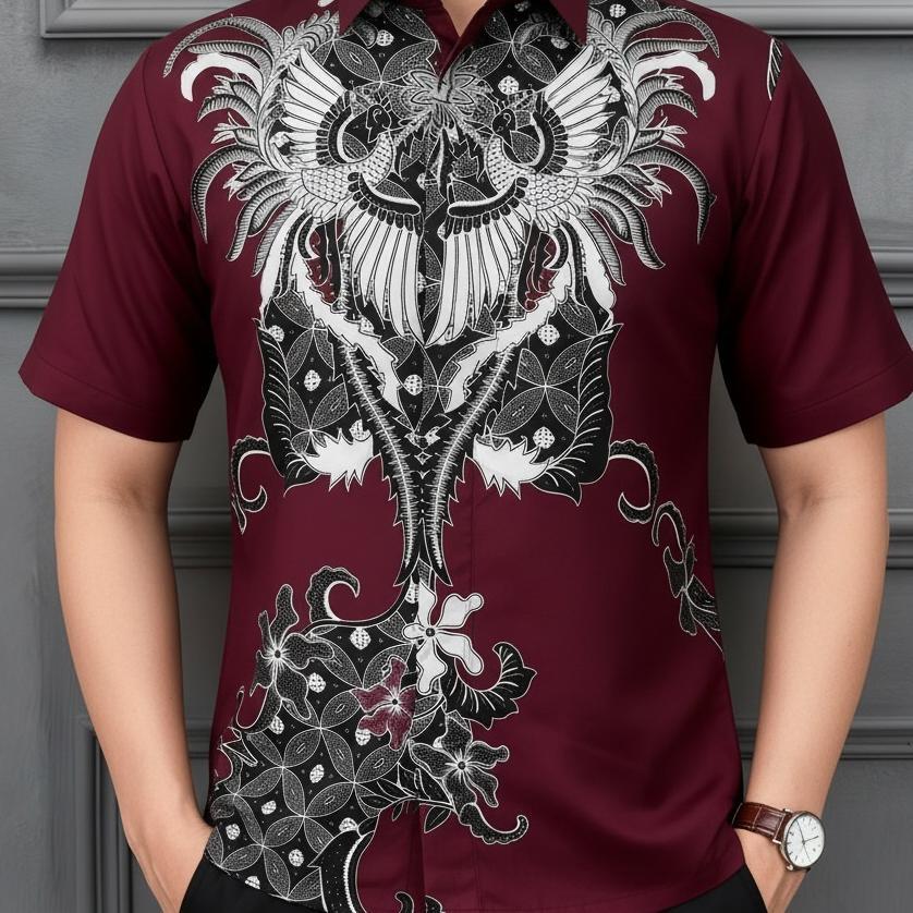 Raw And Denim Kemeja Batik Pria Lengan Pendek