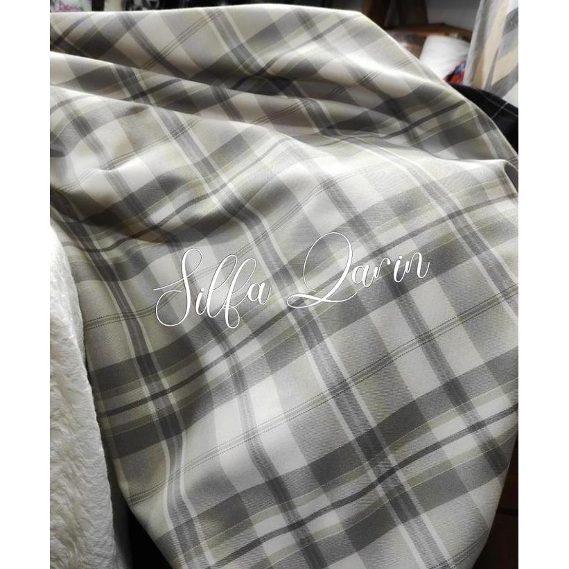Kain Blazer/Celana Semi Wool Motif Kotak _ Bahan Semi Wool Motif Kotak