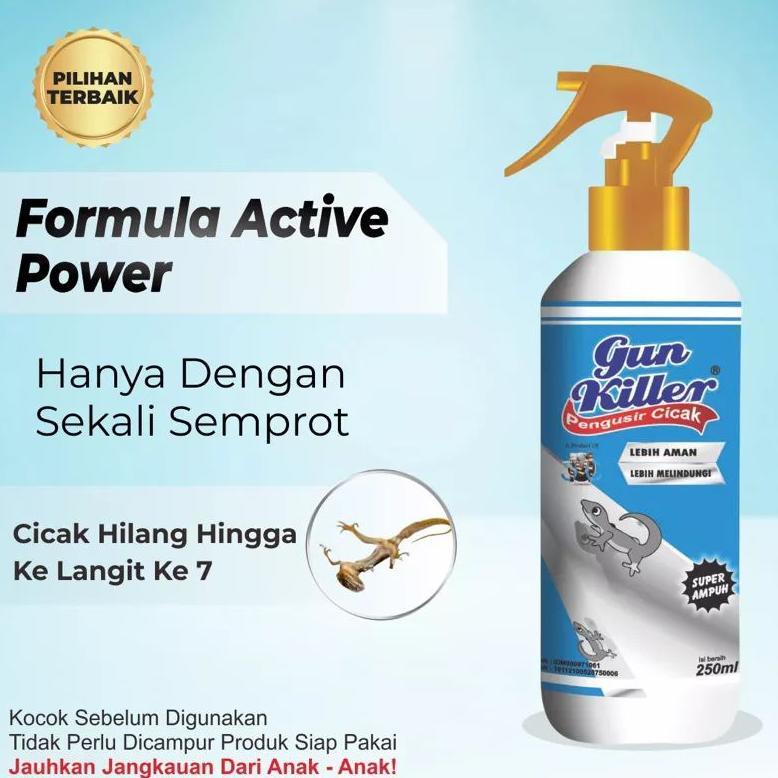 NEW GUN KILLER PENGUSIR CICAK & TOKEK 250ML LIZARD REPELLENT SUPER AMPUH OBAT SPRAY ANTI CICAK TOKEK